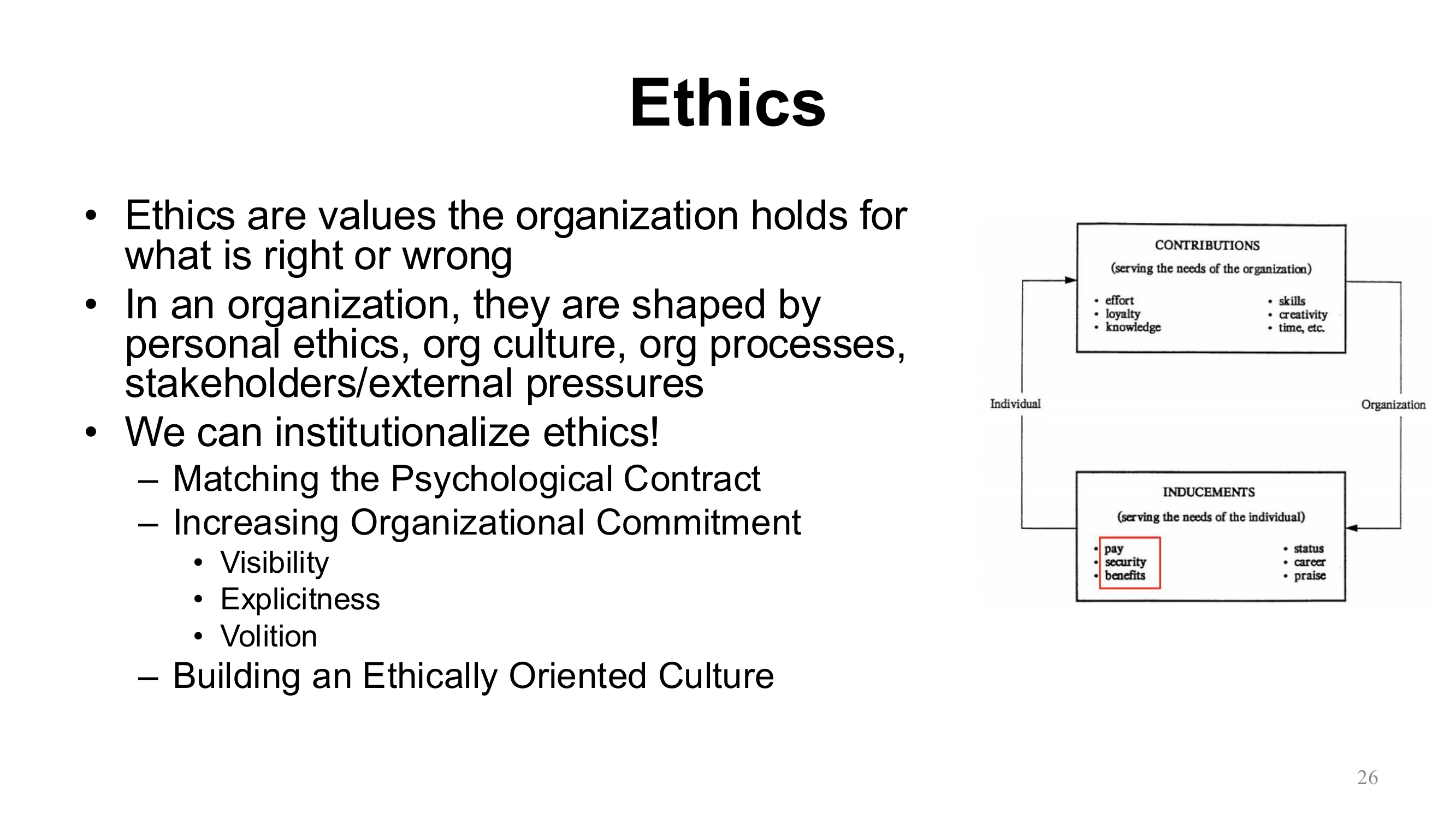 Ethics: Contributions-Inducements Model
